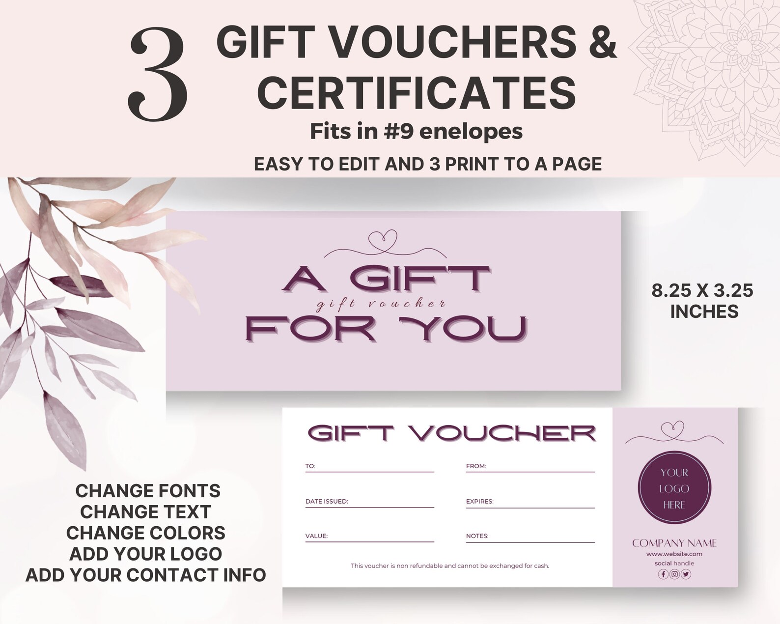 Gift Card Template Small Business Gift Certificate Canva - Etsy