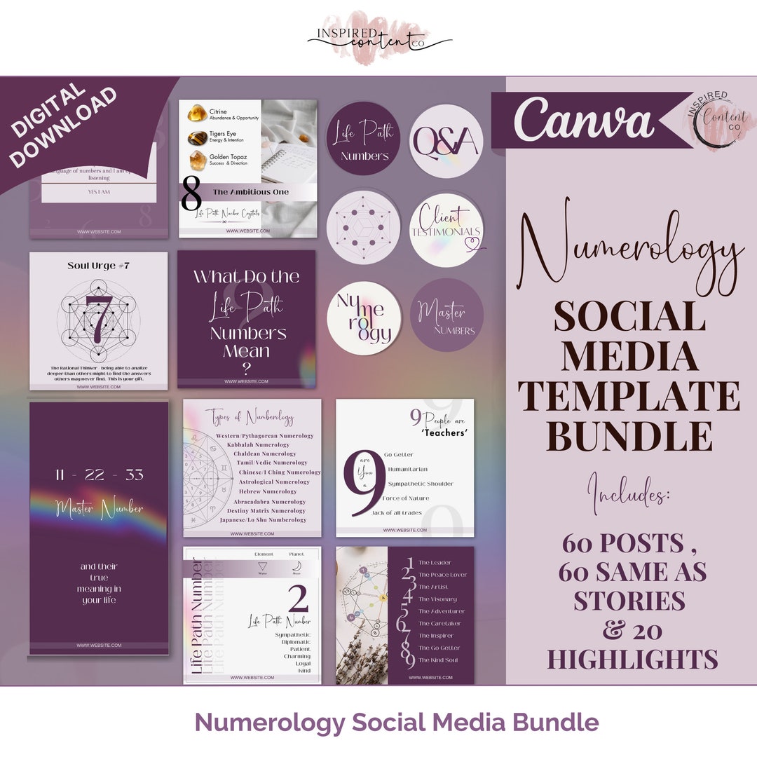 Numerology Social Media Posts Bundle, Numerological Info on Life Path ...