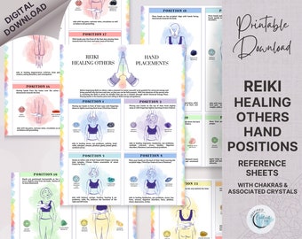 Reiki Healing Handposities voor het genezen van anderen, Usui Reiki Chart, Reiki Healing Charts, Reiki Hand Placement Reference, Kristallen en chakra's