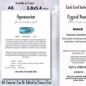400 Editable Crystal Meaning Cards, Printable Gemstone Meaning Cards, Crystal Cards with Meaning of Stones, Digital Crystal Cards image 3