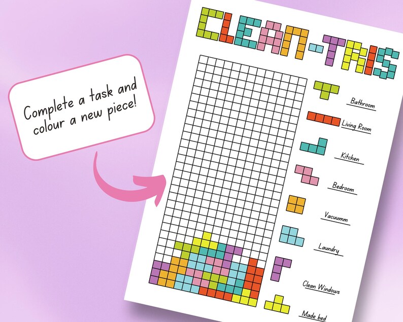 Printable Cleaning Tracker, House Chores Game, Fun Habit, Clean Task ...