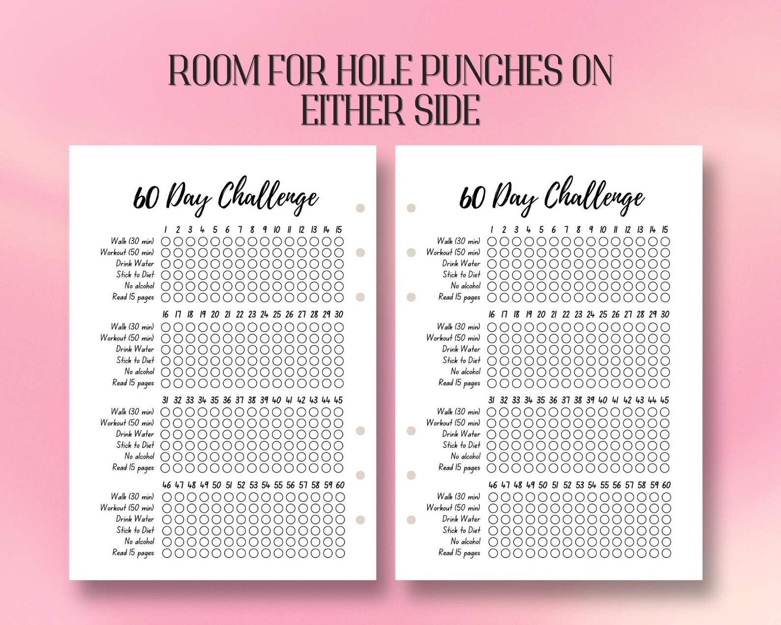 Printable 60 Day Challenge Tracker, Monthly Log Game, Fun Habit, Adult ...