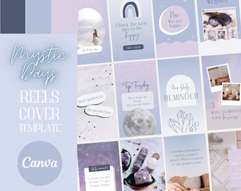 30 Spiritual Instagram Reel Templates | Canva Instagram Reels Covers | Zodiac, Astrology, Crystals, Tarot template | Instagram reel business