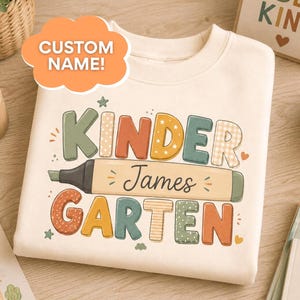 Kindergarten Benutzerdefinierter Name Png, personalisierte Kinder Shirt Design, Boho Schule Sublimation Png, DTF-Druckdatei, Zurück in der Schule digitaler Download