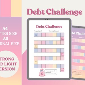 Schuldenvrije uitdagingspagina Geld besparen Betalen Schulden A4-planner Budget Finance Tracker A3 Maandelijkse betaling lening PDF-game-uitdaging Creditcarduitbetaling