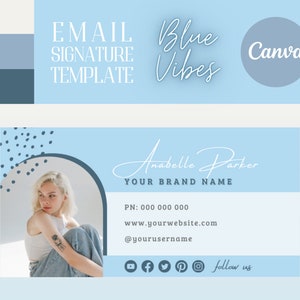 Email Signature Template Canva | Blue Branding Business Email Signature Design | Gmail | Outlook | Small Business Email Signature Editable