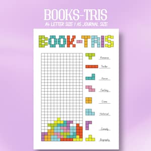 Tracker di libri stampabile, gioco di registro mensile, abitudine di lettura, monitoraggio dei libri da leggere, tracker simile a Tetris, pagine A4/A5, download immediato PDF