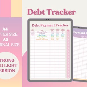 'Schuldenfrei Seite' Geld sparen Zahlen Schulden A4 Planer Budget Buchhaltung A3 Monatliche Ratenzahlung PDF Challenge Kreditkarte