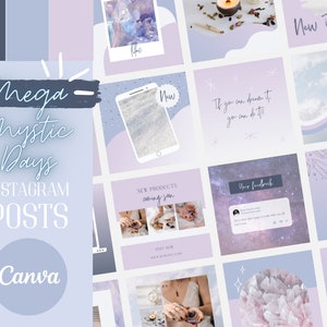 50 Spiritual Instagram Post Templates | Spiritual Instagram Templates Canva | Zodiac, Astrology, Crystals, Tarot template | Posts Instagram
