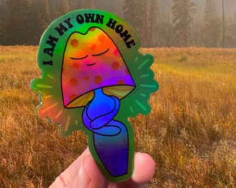TRIPPY HOLOGRAPHIC SHROOM - Vinyl Sticker