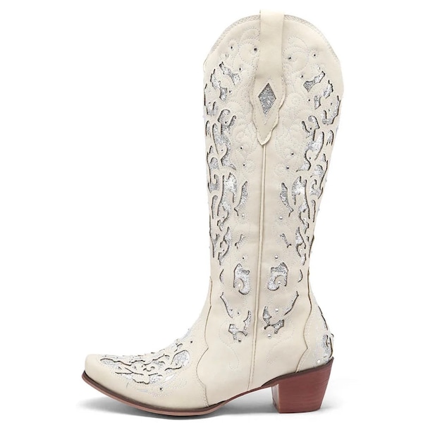 Latafa Rhinestones Embellished Cowboy Boots