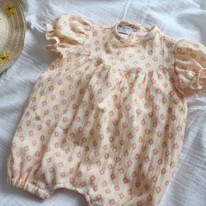 Newborn Romper, Organic Cotton Muslin Romper for Baby Girl, Muslin Baby Clothes, Baby Girl Romper, Organic Cotton Baby Clothes, Baby Romper