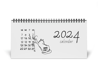 Calendrier de bureau Simplex (grille 2024), Calendrier de bureau pour chats, Calendrier de bureau 2024, Calendrier illustré pour chats, Planificateur de bureau mensuel, Cadeau pour amoureux des chats