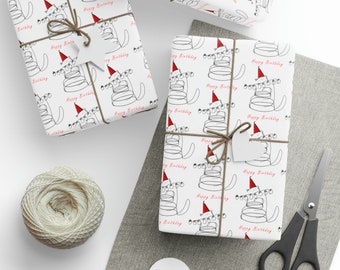 Cat Birthday Wrapping Paper, Birthday Wrapping Paper Roll, Cat Gift Wrap, Cat Wrapping Paper, Gift Wrapping Paper, Kids Wrapping Paper