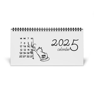 Simplex skrivbordskalender (2025 rutnät), katt skrivbordskalender, 2025 skrivbordskalender, illustrerad kattkalender, månadsplanerare, present till kattälskare