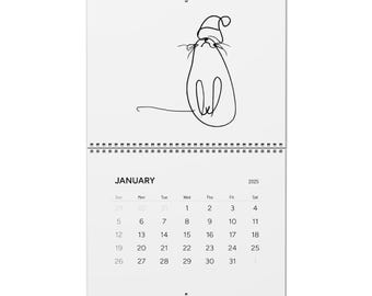 Wall Calendar (2025), Cat Calendar, Illustrated Wall Calendar, Cats Monthly Calendar, Funny Calendar, Cats Monthly Planner, Cat Themed Gifts