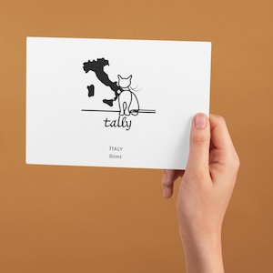 Fine Art Cat Postcard, Italy Rome Postcard, Travel Postcards, Cat Postcard, Illustrationd Postcard, Cat Themed Gifts, Cat Lover Gift