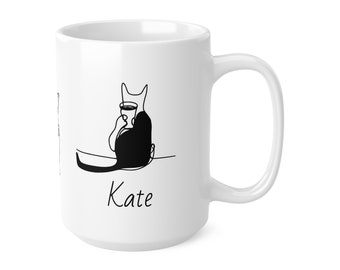 Personalised Ceramic Coffee Cups, 11oz, 15oz, Cat Coffee Cup, Cat Coffee Mug, Cat Lover Gift Mug, Gifts For Cat Lovers, Cat Themed Mug