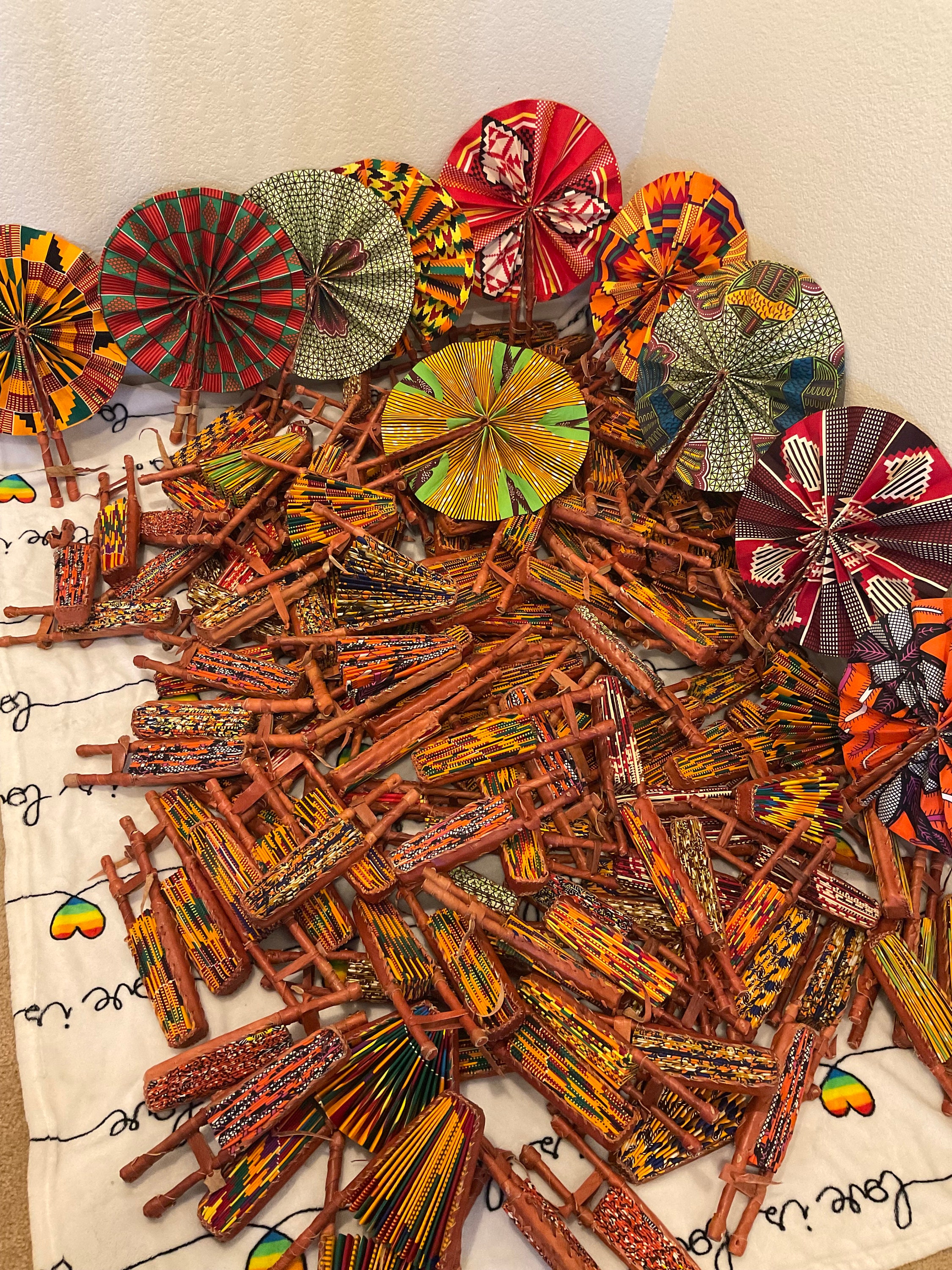 3 Kente Print Hand Fan Set, Africa Fan Folding, Kente Hand Held Fan ...