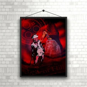 De verpleegster en piramide hoofd poster glanzende print