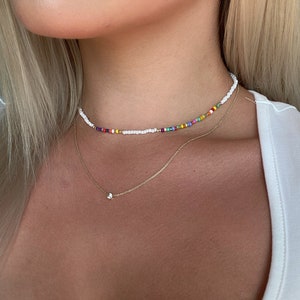 Colorful pearl necklace model "Kaia" | Necklace colorful white gold | Glass pearl necklace | Rainbow necklace | Colorful pearl choker | Colorful necklace | Boho style
