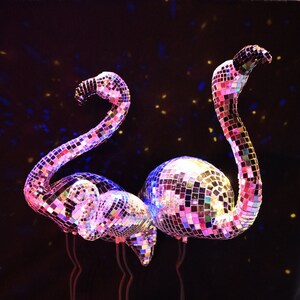 Disco Ball Flamingo: Funky Silver Animal Decor
