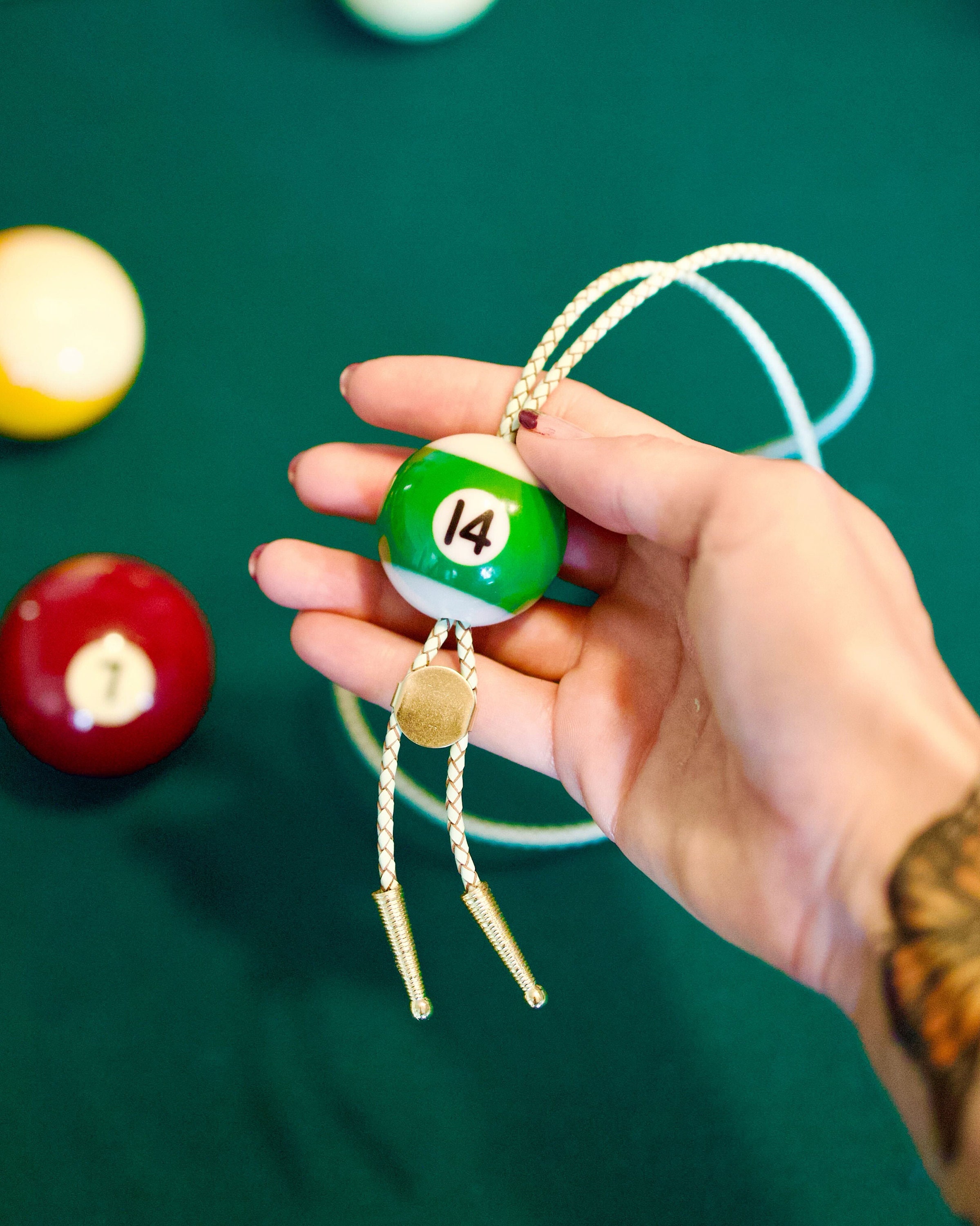 Personalized Number Name Billiards, Mini Billiard Ball Tie, Ball Decoration, Gift for Billiard Lovers