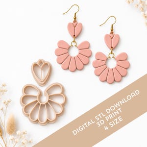 Daisy Flower Polymer Clay Cutter STL Files – Floral Earrings 3D Print Bundle (Digital Download)