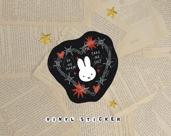 Emo Miffy sticker | alt miffy sticker | miffy goth | miffy sticker design | alternative sticker | metalcore sticker | goth sticker