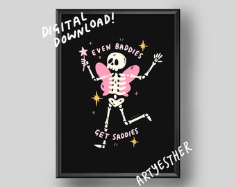 Incluso los malos se ponen tristes IMPRESIÓN DIGITAL / decoración del hogar emo / arte de pared alternativo / arte metalcore / arte emo / decoración del hogar alternativo / regalo alternativo
