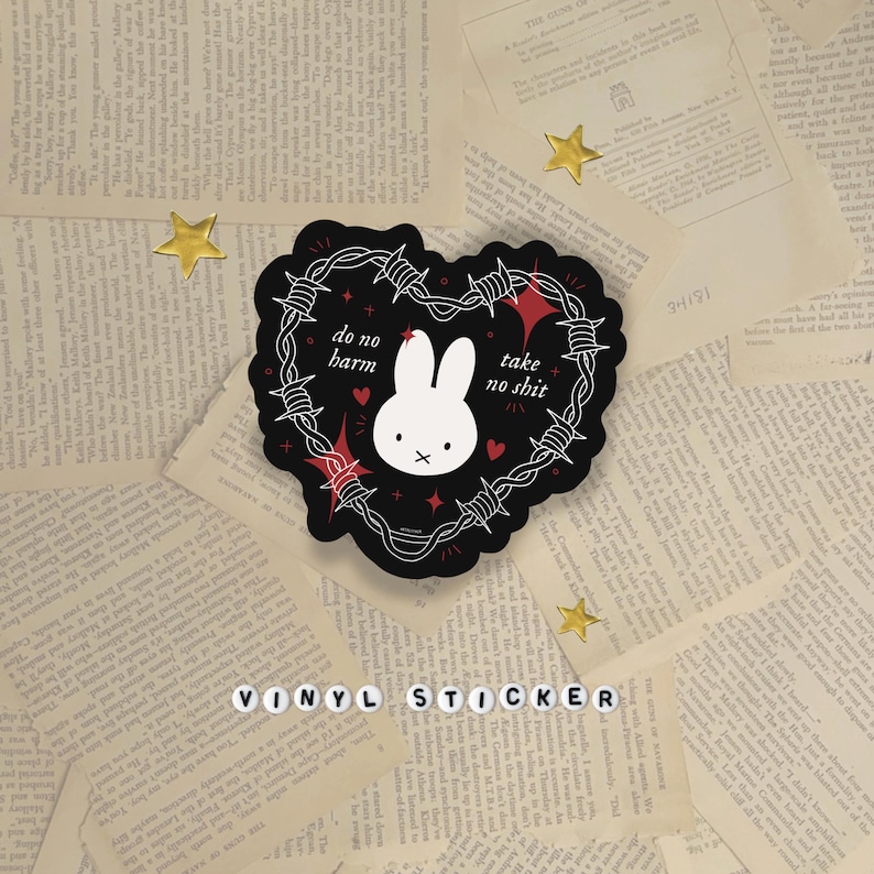 Emo Miffy sticker | alt miffy sticker | miffy goth | miffy sticker design | alternative sticker | metalcore sticker | goth sticker image 1