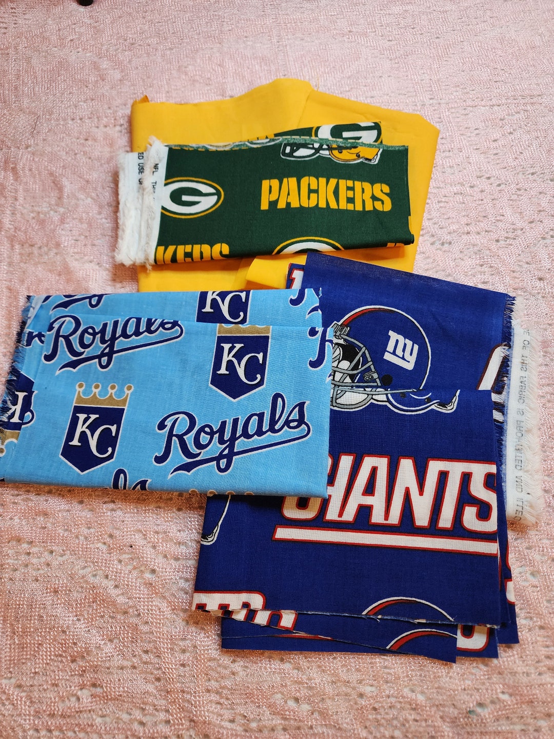 Fabric Remnants for the Green Bay Packers the Kansas City 