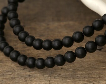 Matte Black Onyx AA Round 6mm Beads