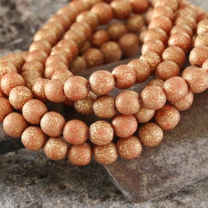 Czech Glass 6mm Round Druk - Etched Campfire w/ Gold