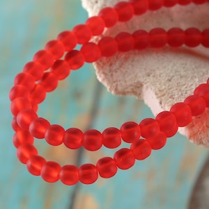 Cherry Red Beach-Style Glass Round 4mm