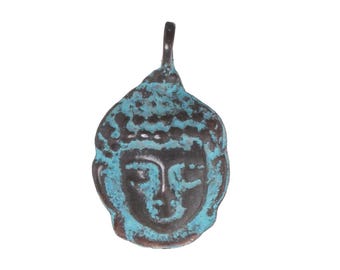 Mykonos Copper (plated) Patina Buddha Head Drop 23x36mm
