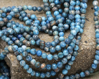 Larimar Blue Crazy Lace Agate Faceted Round 6mm Beads