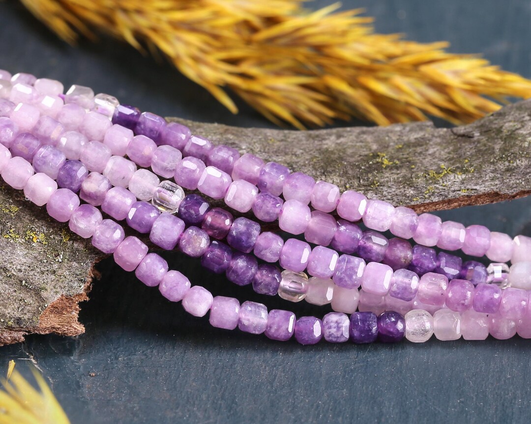 Lilac Lepidolite (ombre) Faceted Cube 3mm Beads - Etsy