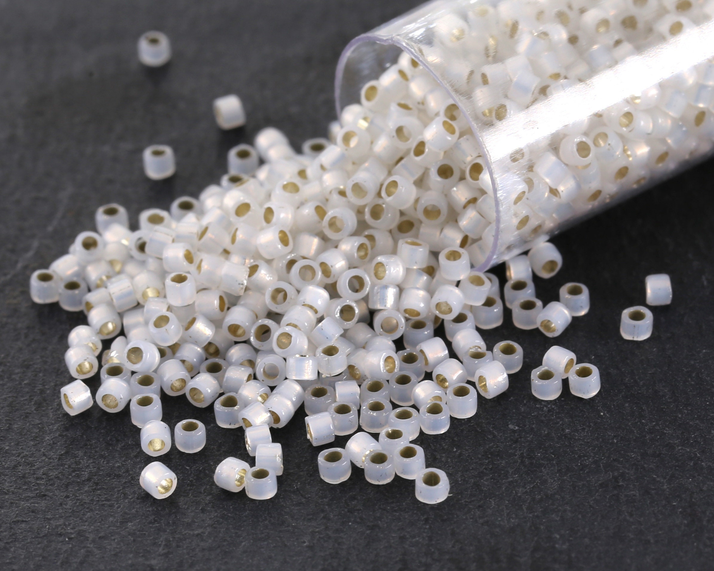Miyuki Delica Gilt Lined White Opal (DB0221) 11/0 Seed Bead / 7.6 grams