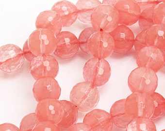 Cherry Quartz Faceted Round 10mm Beads