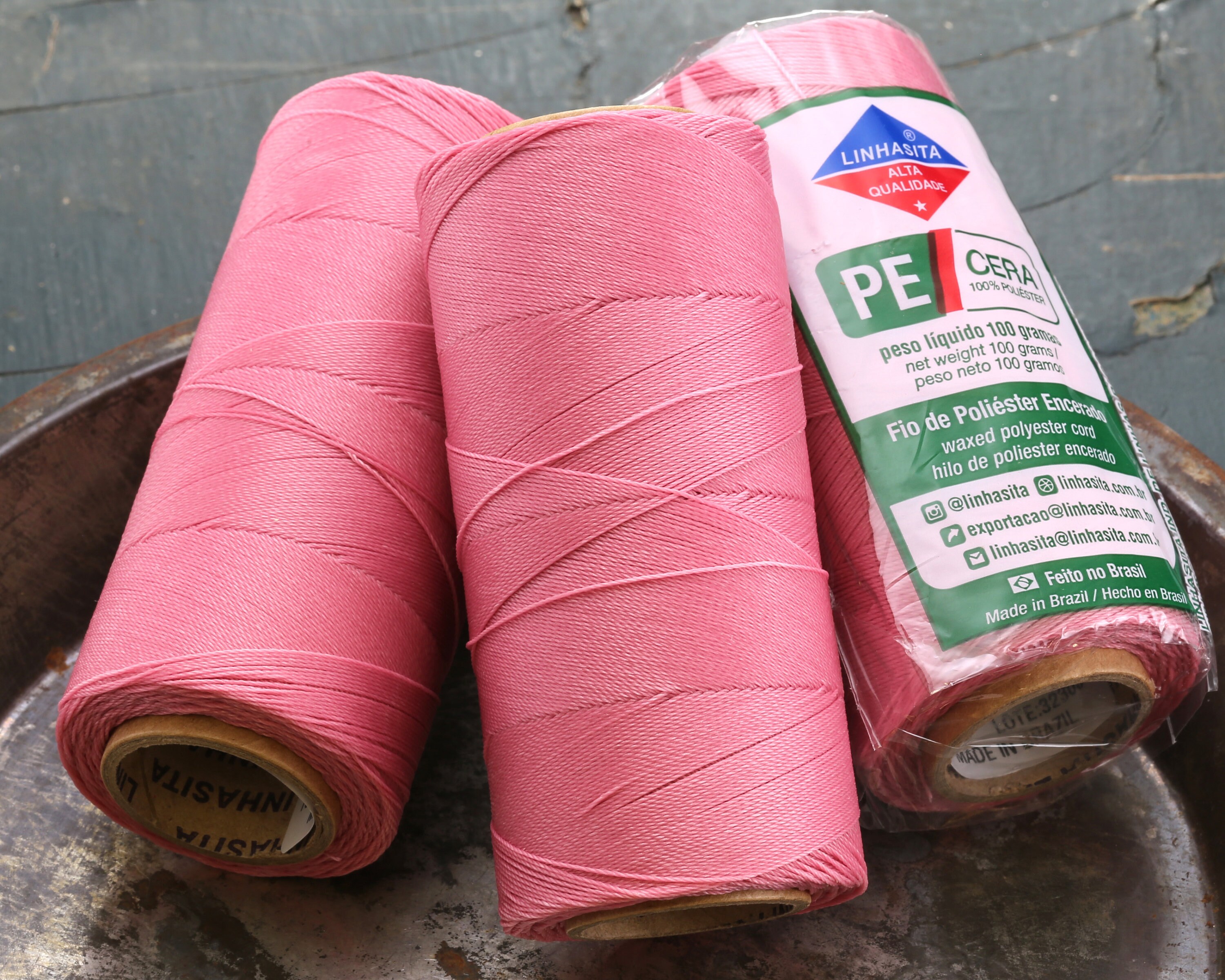QutieFrash 帯用リボン ピンク Pink (629) Linhasita Waxed Polyester Cord, PE-1 / PE-2 / PE