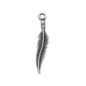 Mykonos Antique Silver (plated) Feather Charm 28mm (Package of 10)