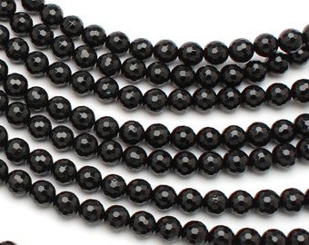 Black Onyx Faceted Round 8mm Beads