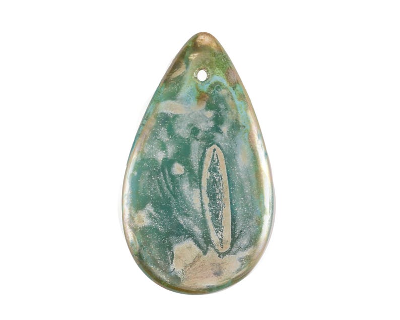 Czech Glass Teardrop 30x18mm - Aquamarine w/ Rembrandt Finish bild 2