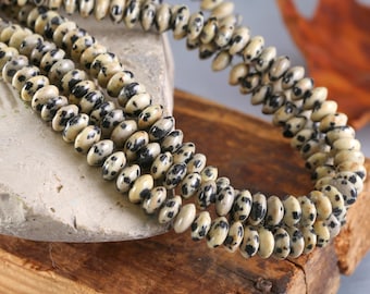 Dalmatian Jasper Thin Rondelle 3x6mm Beads