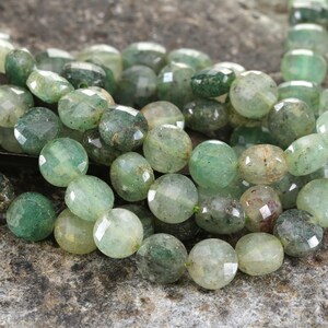 Blue Green Quartz Faceted Coin 8mm Beads