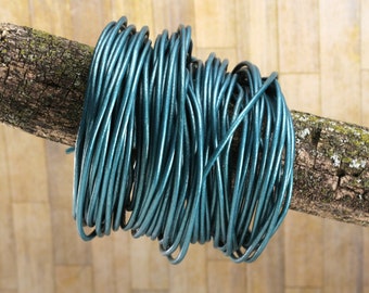Metallic Truly Teal Round Leather Cord, 1.5mm or 2mm Thickness