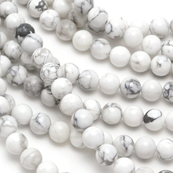 White Howlite Round 8mm Beads
