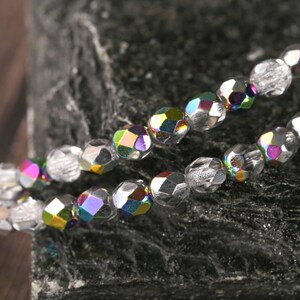 Czech Glass 4mm Fire Polished Round - Crystal Vitrail