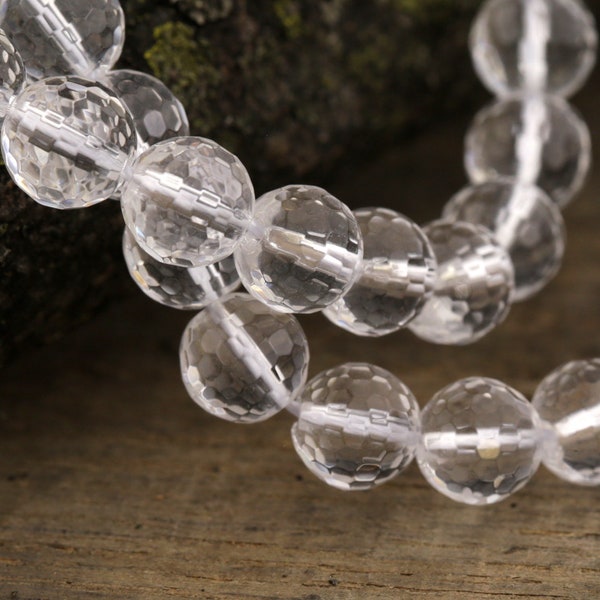 Rock Crystal Quartz (clear) Faceted Round 8mm Beads